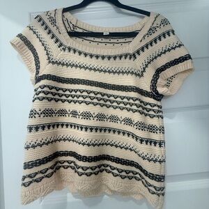 a.n.a Cream and Black Knit Top